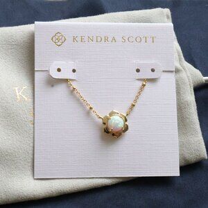 Kendra Scott Susie Bright White Kyocera Opal Gold Necklace | NEW
